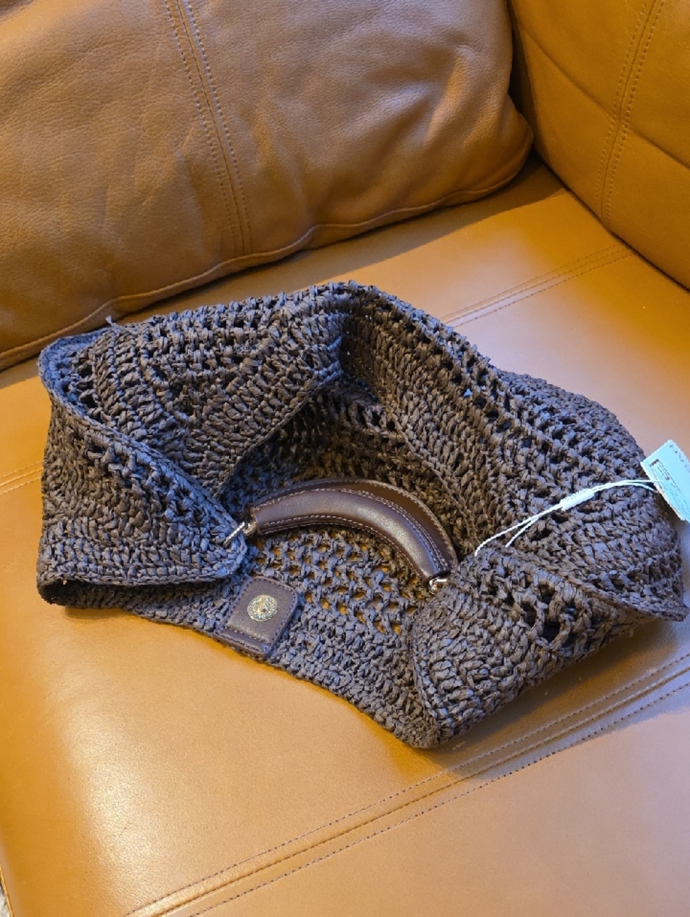 Urban Expressions Brown Woven Crescent Hobo with Padded Handle - Picture 15 of 16